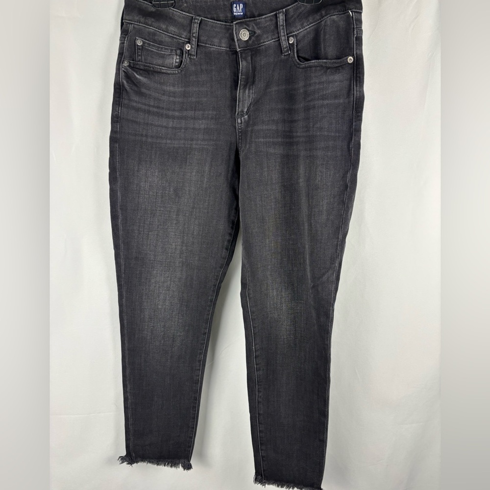 NWT GAP Women's Dark Gray Washed out Black Skinny Jeans Cropped Ankle, 32 Reg - Picture 10 of 10
